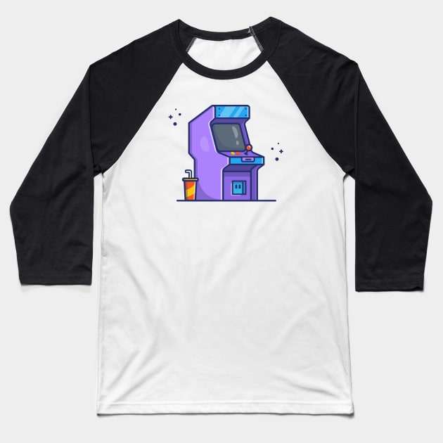 Arcade Machine With Soda Cartoon Baseball T-Shirt by Catalyst Labs